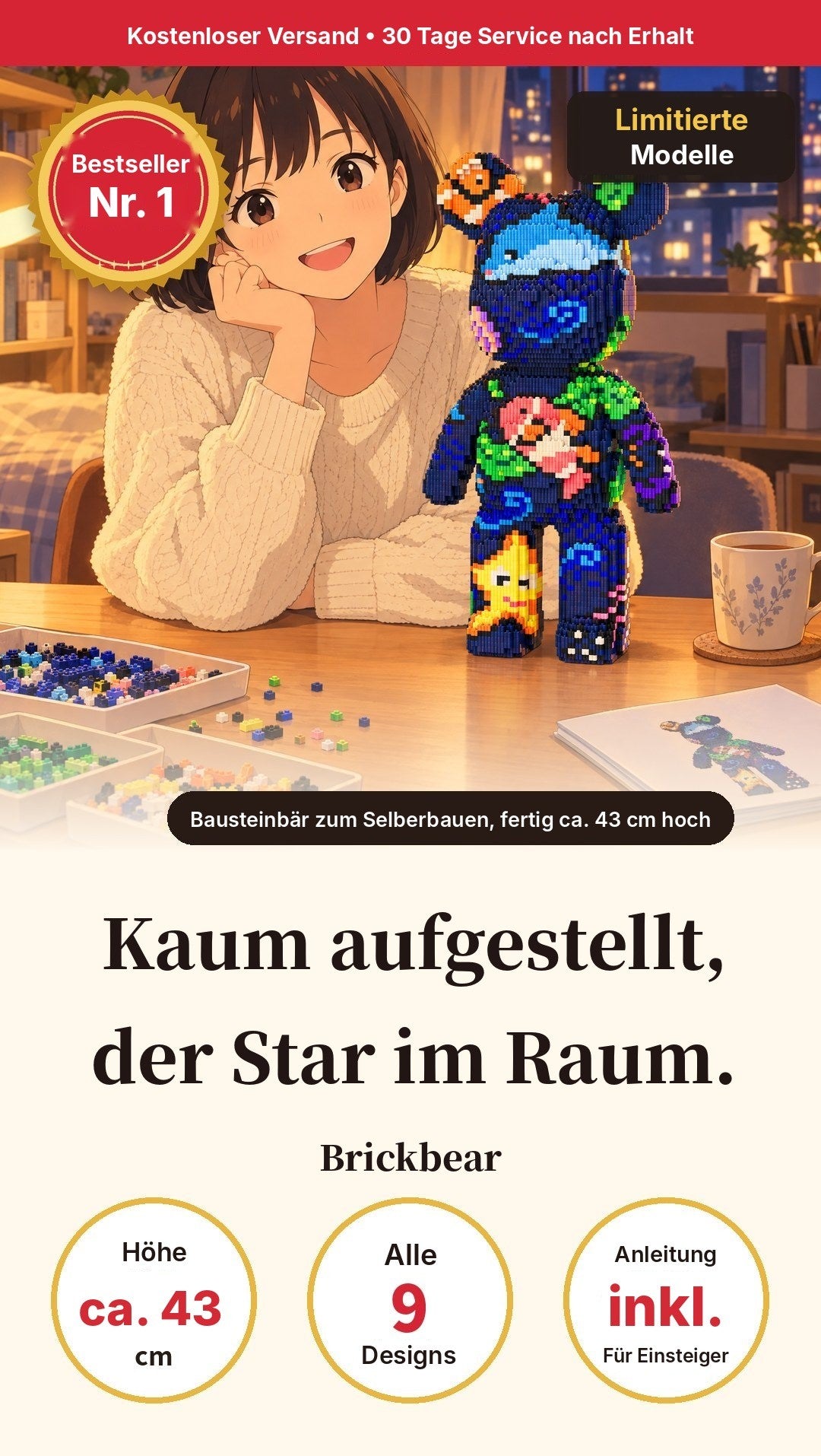 Brickbear, fertig ca. 43 cm hoch, Bestseller Nr. 1